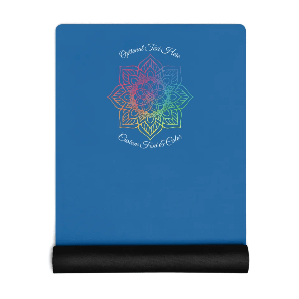 Custom Rainbow & Gold Mandala Line Art Yoga Mat - ARTFULANE