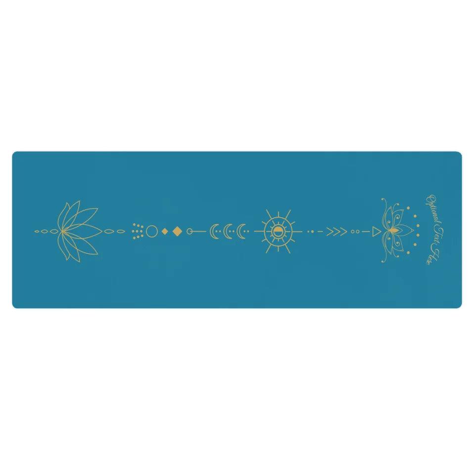 Golden Lotus Flower Longitudinal Zen Line Art Yoga Mat - ARTFULANE