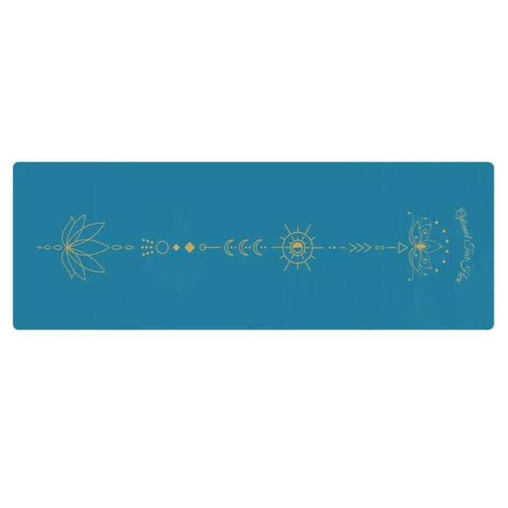 Golden Lotus Flower Longitudinal Zen Line Art Yoga Mat - ARTFULANE