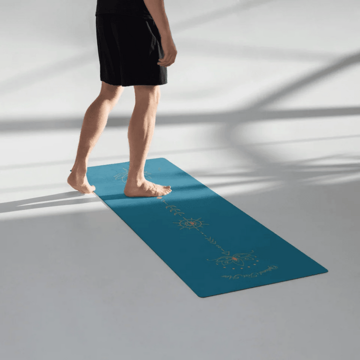 Golden Lotus Flower Longitudinal Zen Line Art Yoga Mat - ARTFULANE