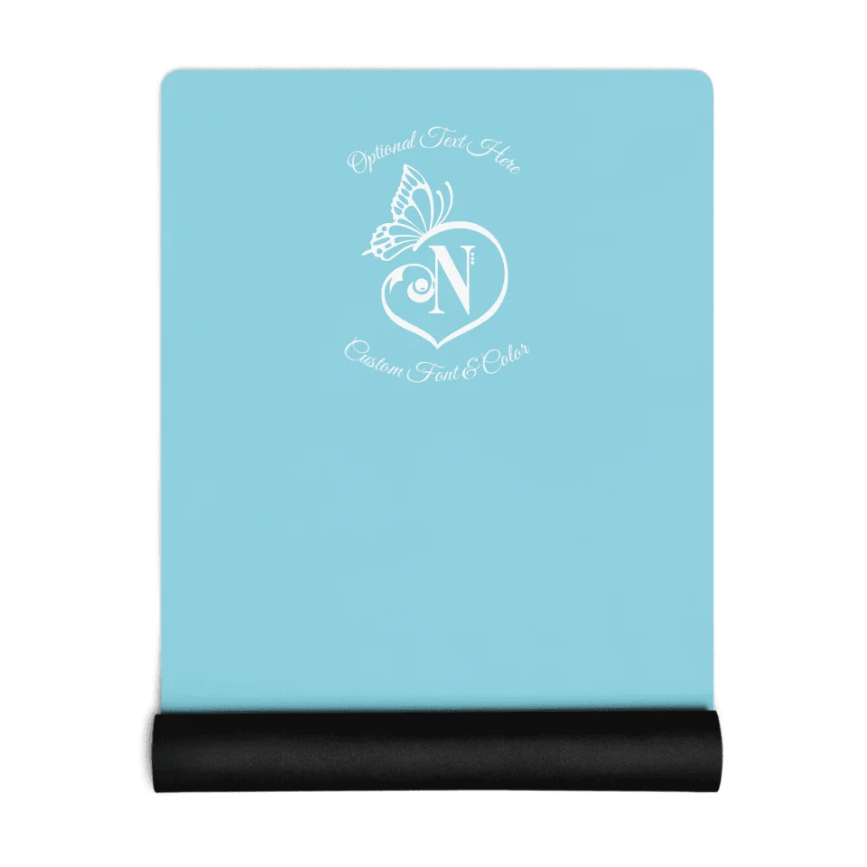 Custom Butterfly Love Initial Yoga Mat - ARTFULANE