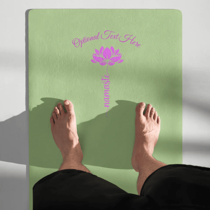 Custom Pink Lotus Flower Namaste Yoga Mat - ARTFULANE