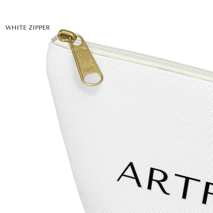 Structured Accessory Pouch w T-bottom white zipper Close-up