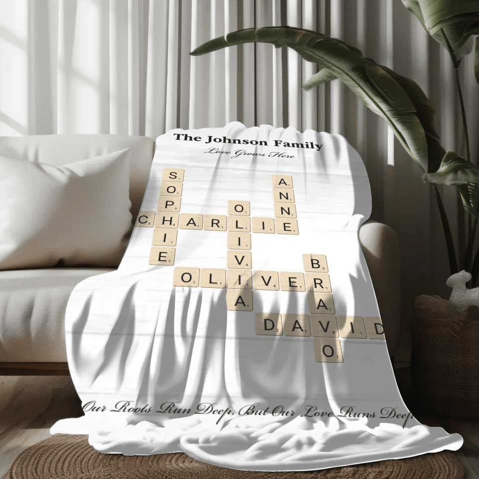 Custom Family Word Tile Blanket - ARTFULANE