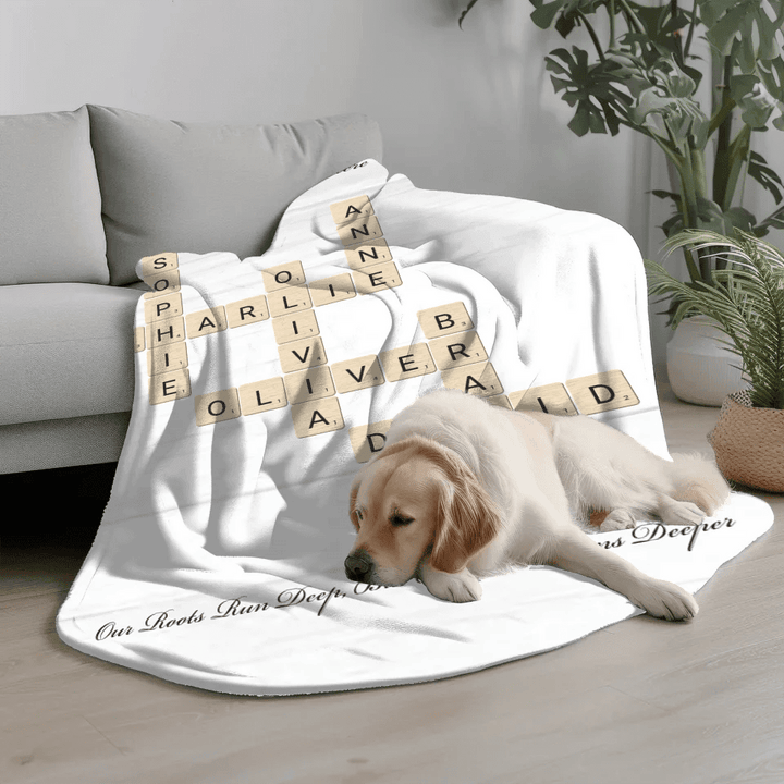 Custom Family Word Tile Blanket - ARTFULANE