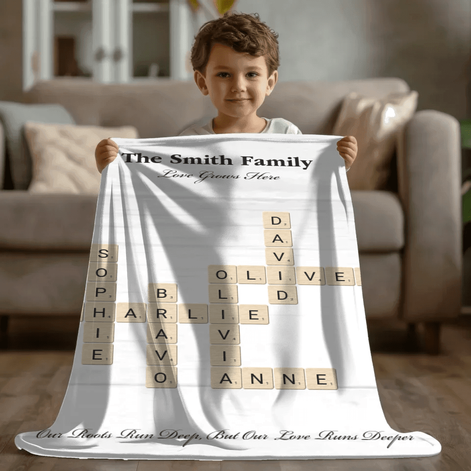 Custom Family Word Tile Blanket - ARTFULANE