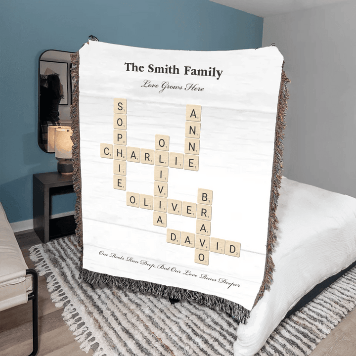 Custom Family Word Tile Blanket - ARTFULANE