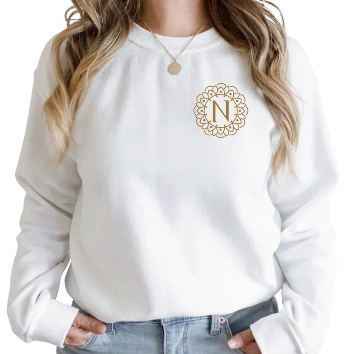 Custom Embroidered Mandala Monogram Sweatshirt & Hoodie - ART-SWH295 - ARTFULANE