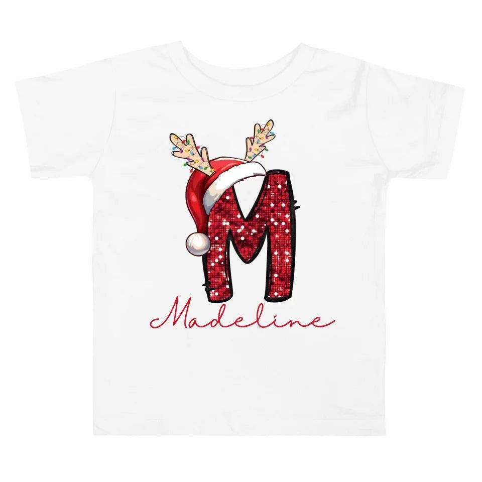 Custom Red Sequin Alphabet Christmas T-Shirt – ART-TSH015 - ARTFULANE