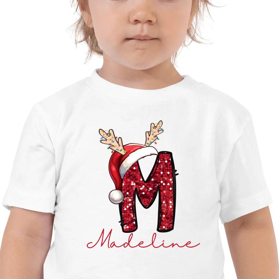 Custom Red Sequin Alphabet Christmas T-Shirt – ART-TSH015 - ARTFULANE