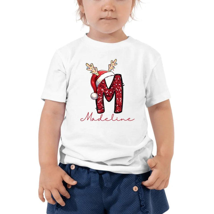 Custom Red Sequin Alphabet Christmas T-Shirt – ART-TSH015 - ARTFULANE