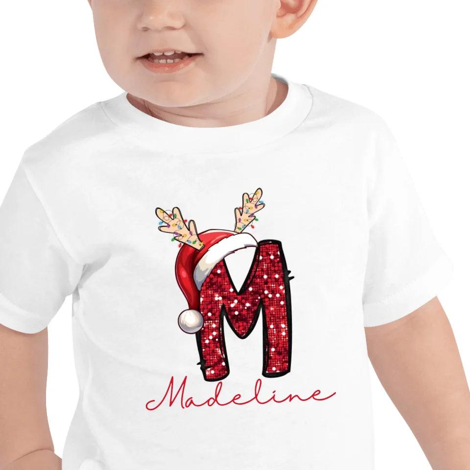 Custom Red Sequin Alphabet Christmas T-Shirt – ART-TSH015 - ARTFULANE