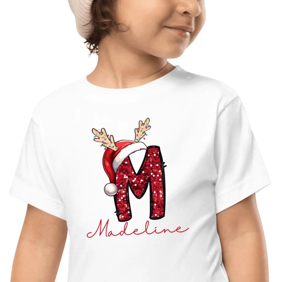 Custom Red Sequin Alphabet Christmas T-Shirt – ART-TSH015 - ARTFULANE