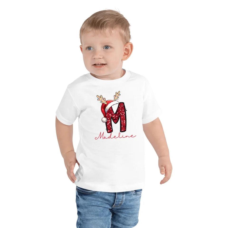 Custom Red Sequin Alphabet Christmas T-Shirt – ART-TSH015 - ARTFULANE