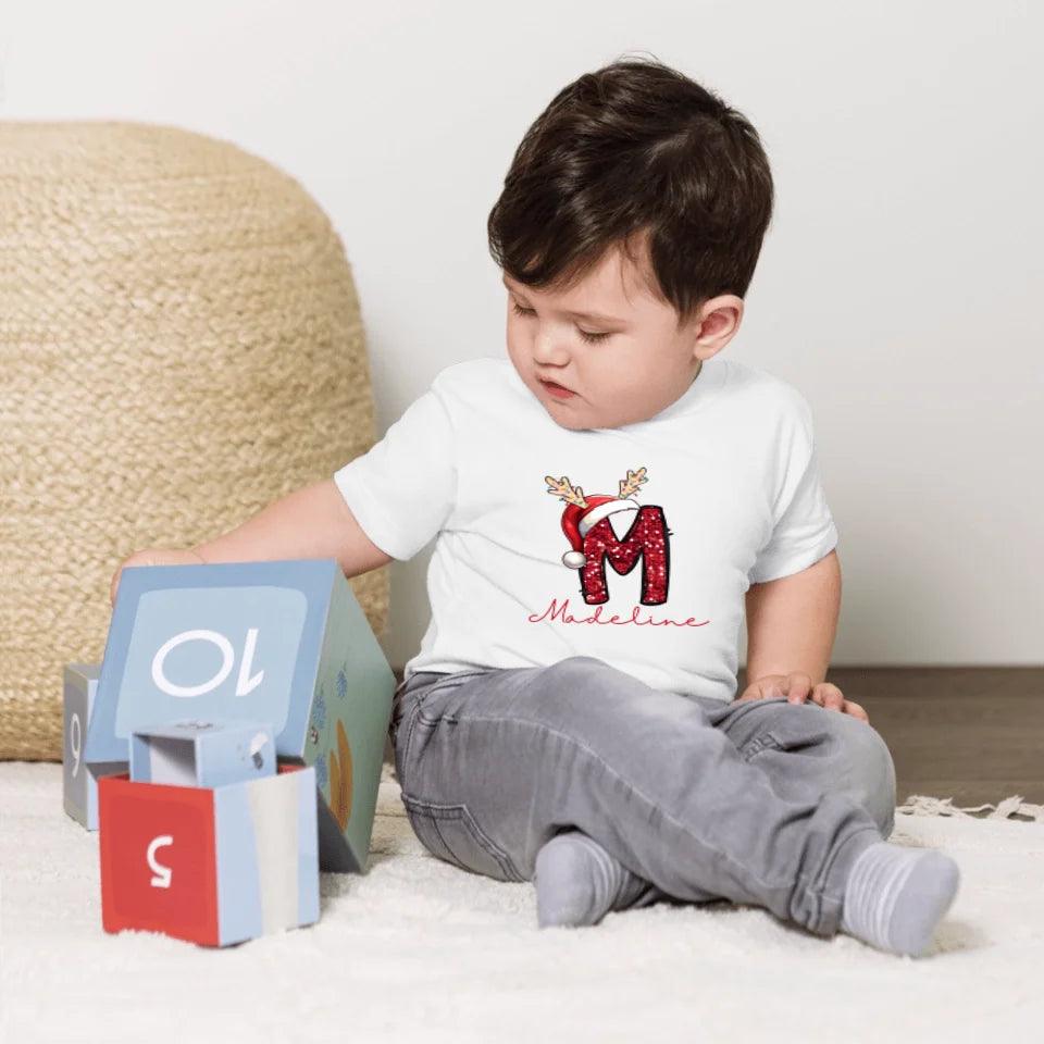 Custom Red Sequin Alphabet Christmas T-Shirt – ART-TSH015 - ARTFULANE