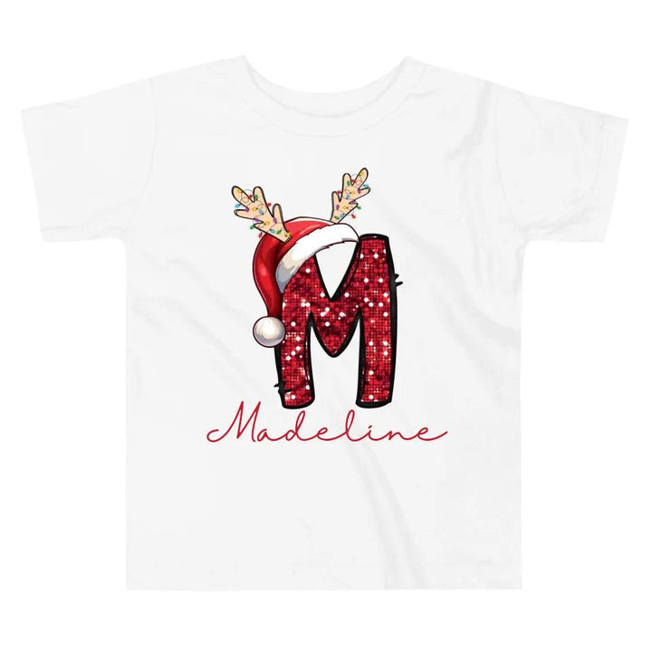 Custom Red Sequin Alphabet Christmas T-Shirt – ART-TSH015 - ARTFULANE