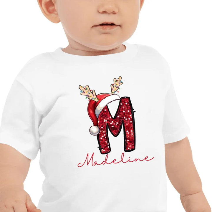 Custom Red Sequin Alphabet Christmas T-Shirt – ART-TSH015 - ARTFULANE