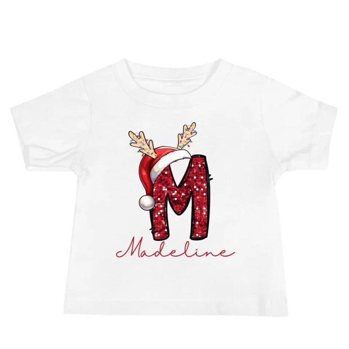 Custom Red Sequin Alphabet Christmas T-Shirt – ART-TSH015 - ARTFULANE