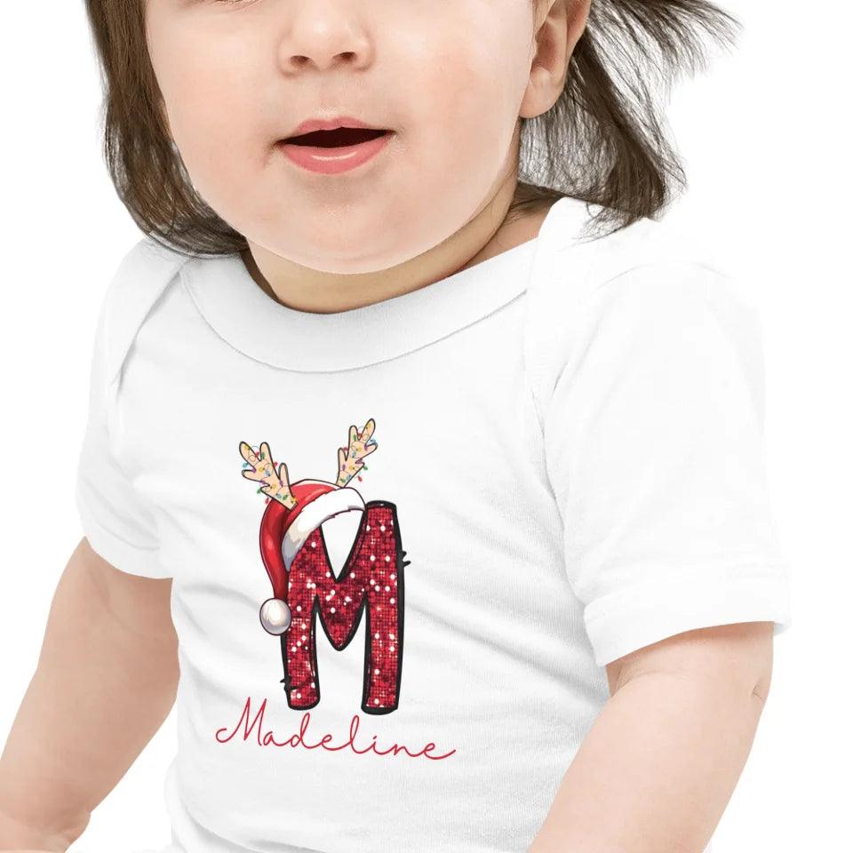 Custom Red Sequin Alphabet Christmas T-Shirt – ART-TSH015 - ARTFULANE