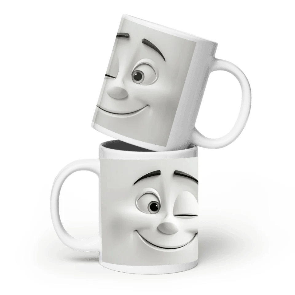 Custom 3D Winking Cartoon Face Mug - ARTFULANE