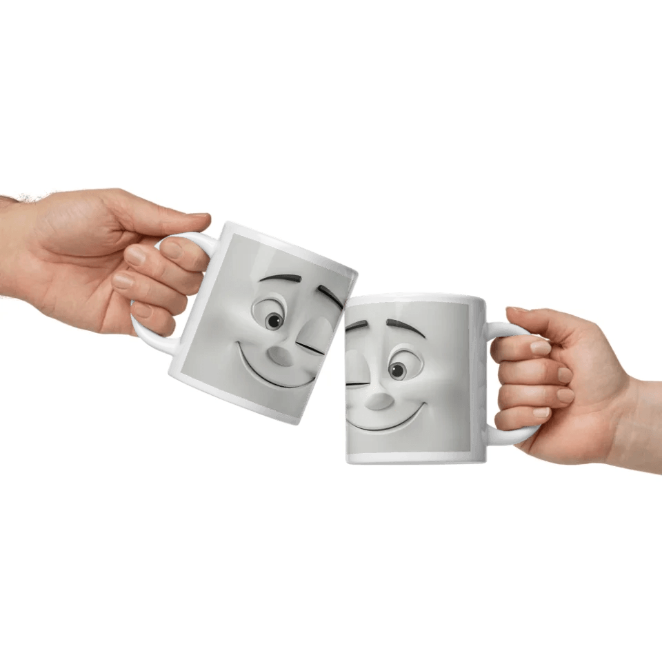 Custom 3D Winking Cartoon Face Mug - ARTFULANE