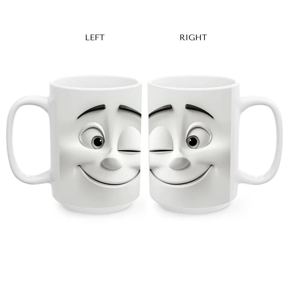 Custom 3D Winking Cartoon Face Mug - ARTFULANE