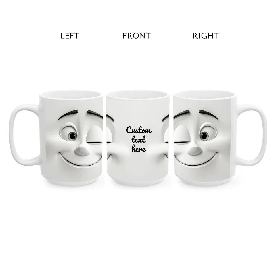 Custom 3D Winking Cartoon Face Mug - ARTFULANE