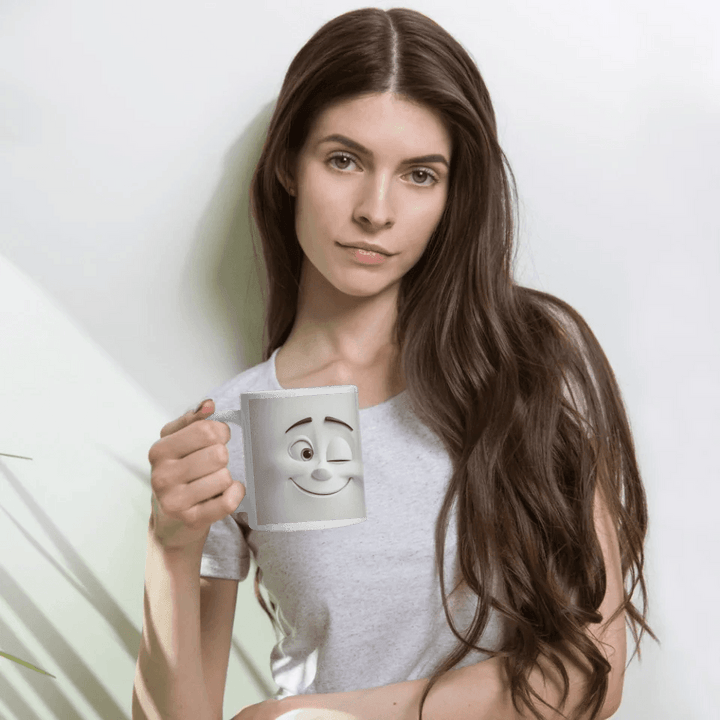 Custom 3D Winking Cartoon Face Mug - ARTFULANE