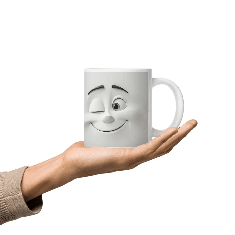 Custom 3D Winking Cartoon Face Mug - ARTFULANE