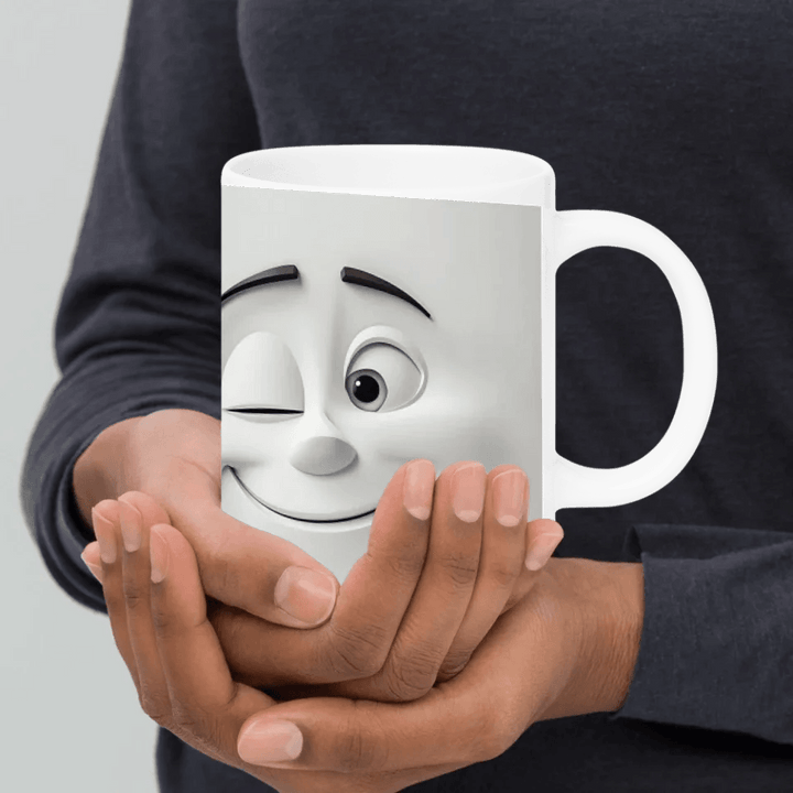 Custom 3D Winking Cartoon Face Mug - ARTFULANE