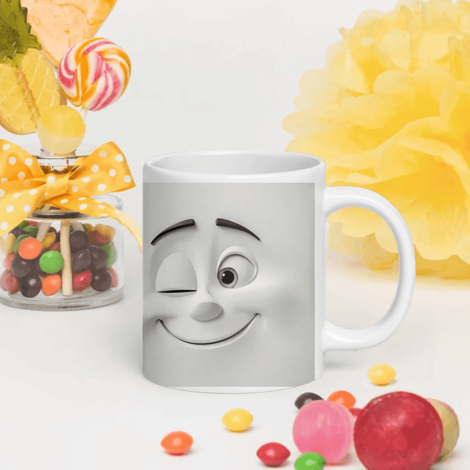 Custom 3D Winking Cartoon Face Mug - ARTFULANE