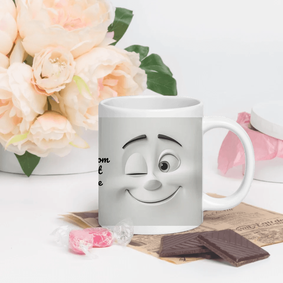 Custom 3D Winking Cartoon Face Mug - ARTFULANE