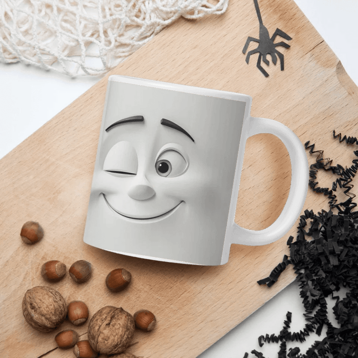 Custom 3D Winking Cartoon Face Mug - ARTFULANE