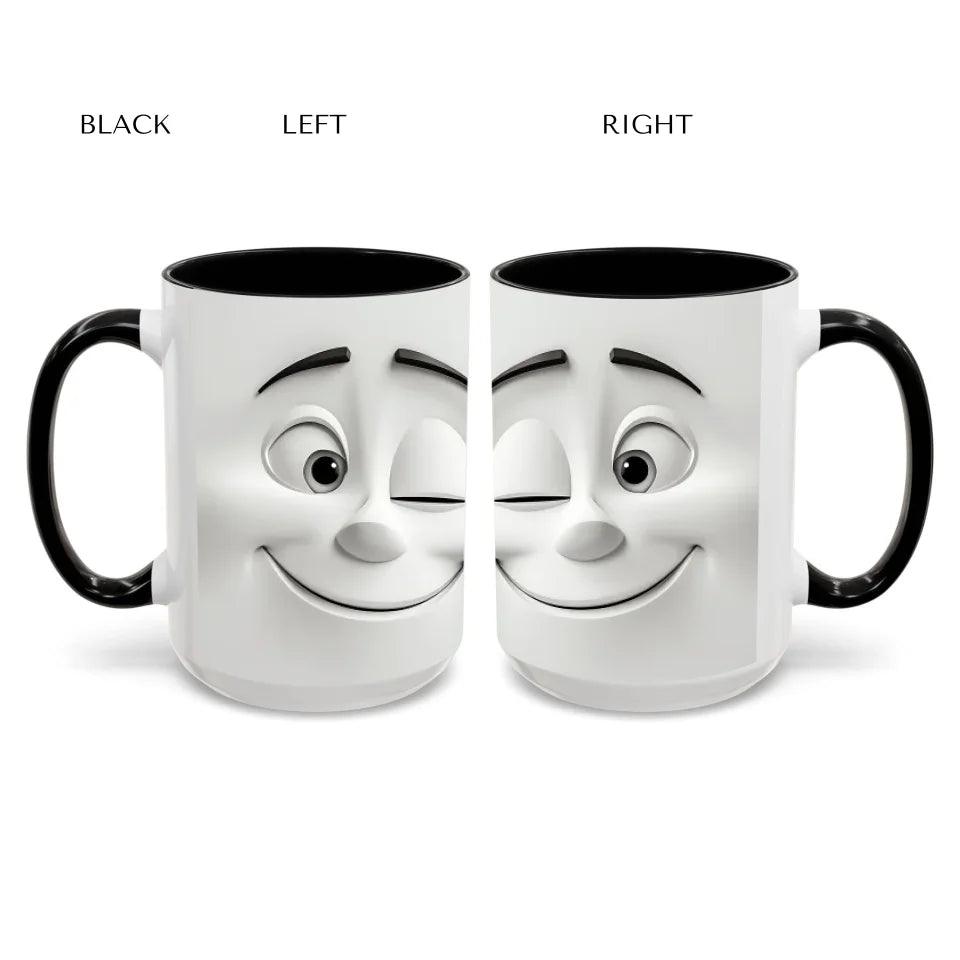 Custom 3D Winking Cartoon Face Mug - ARTFULANE