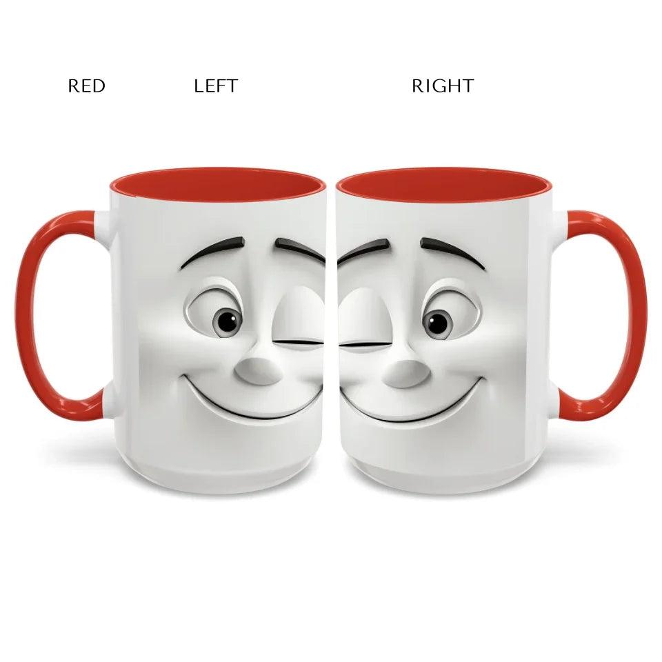 Custom 3D Winking Cartoon Face Mug - ARTFULANE