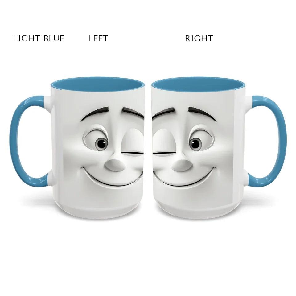 Custom 3D Winking Cartoon Face Mug - ARTFULANE