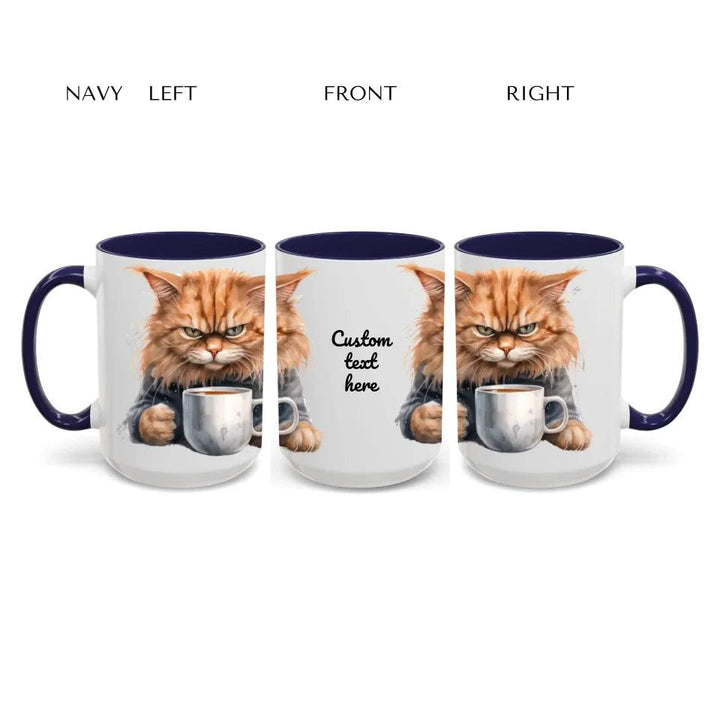 Custom Angry Cat Drinking Coffee Mug - ARTFULANE