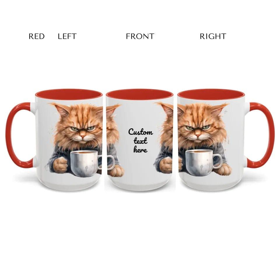 Custom Angry Cat Drinking Coffee Mug - ARTFULANE