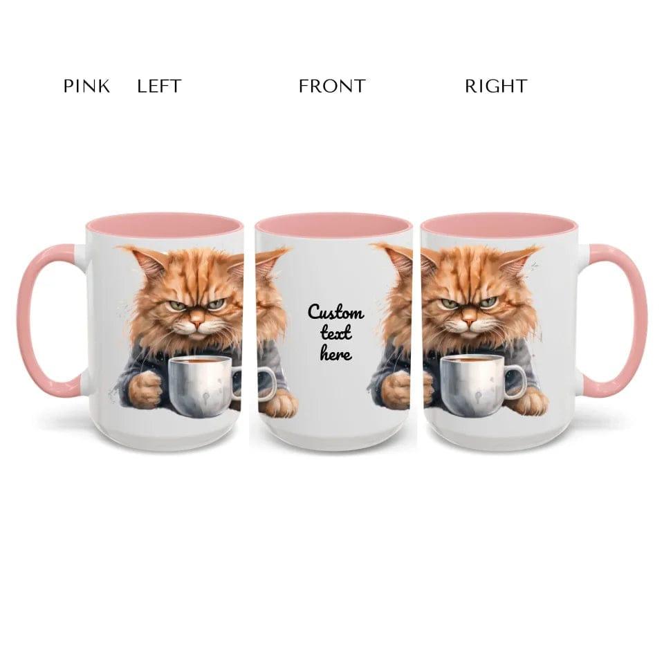 Custom Angry Cat Drinking Coffee Mug - ARTFULANE