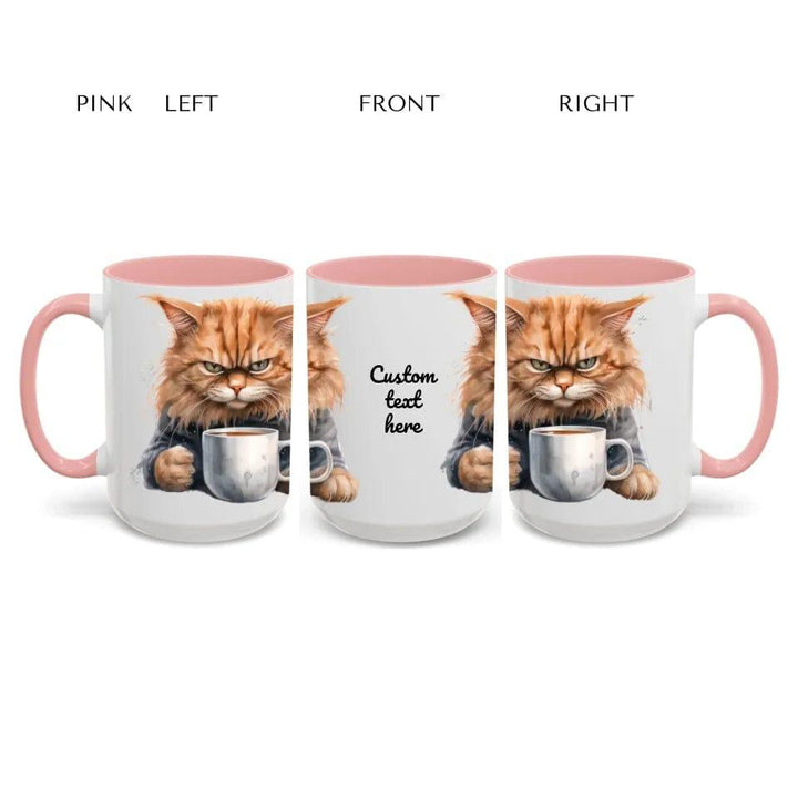 Custom Angry Cat Drinking Coffee Mug - ARTFULANE