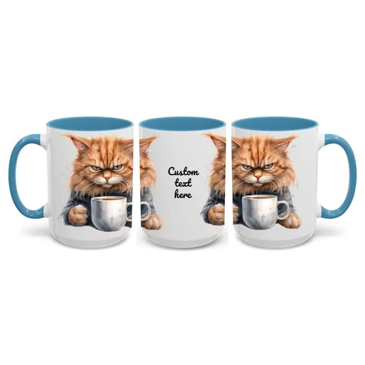 Custom Angry Cat Drinking Coffee Mug - ARTFULANE