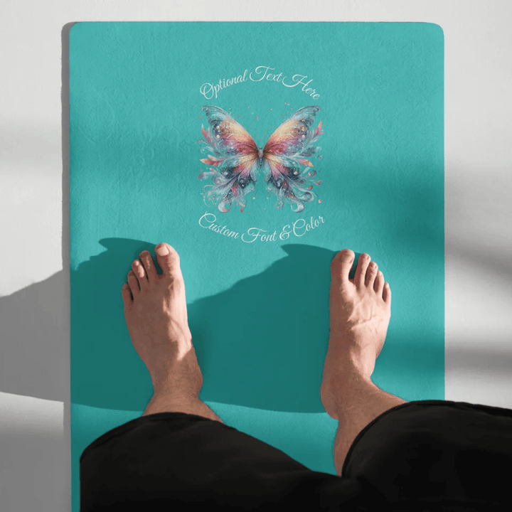 Custom Beautiful Watercolor Butterflies Yoga Mat - ARTFULANE