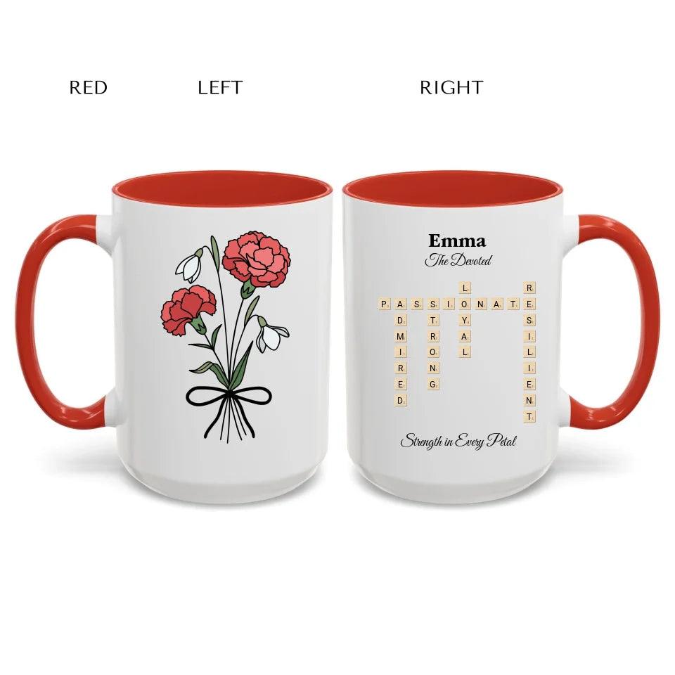 Custom Birth Month Flower Personality Word Tile Mug - ARTFULANE