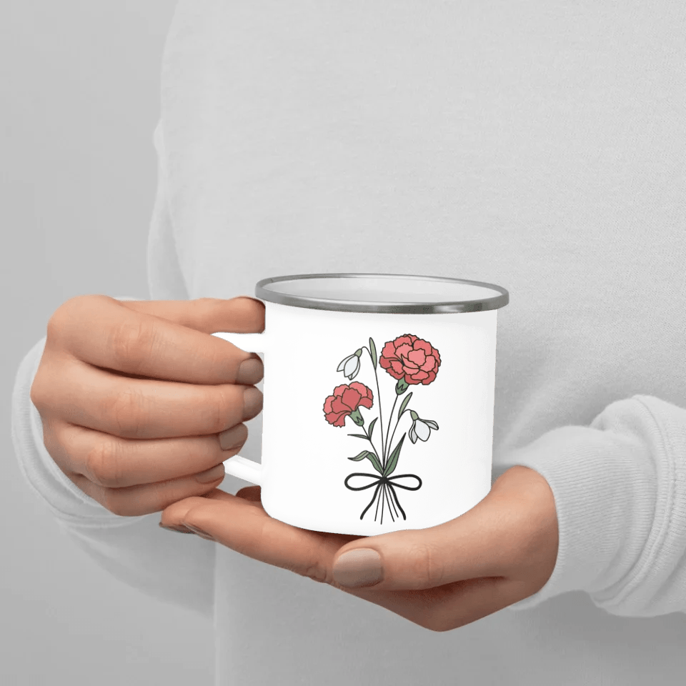 Custom Birth Month Flower Personality Word Tile Mug - ARTFULANE