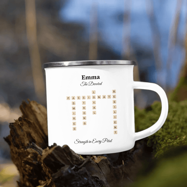 Custom Birth Month Flower Personality Word Tile Mug - ARTFULANE