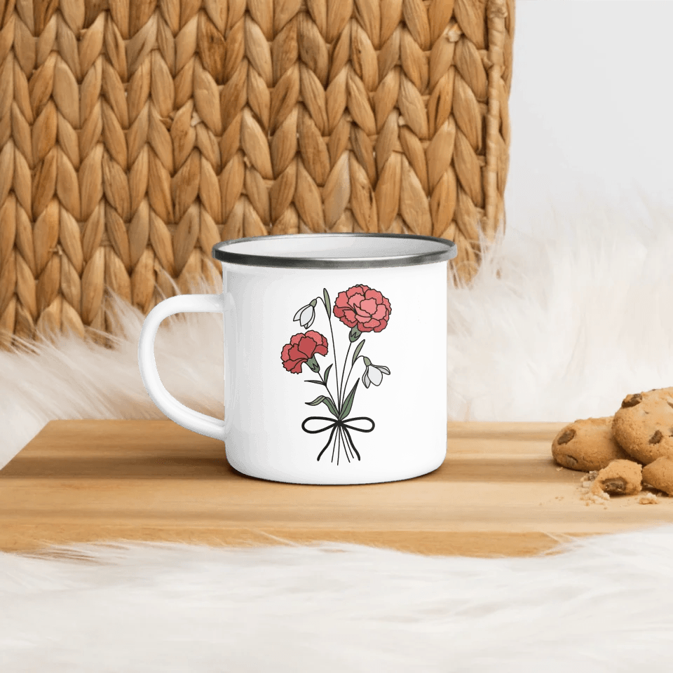 Custom Birth Month Flower Personality Word Tile Mug - ARTFULANE