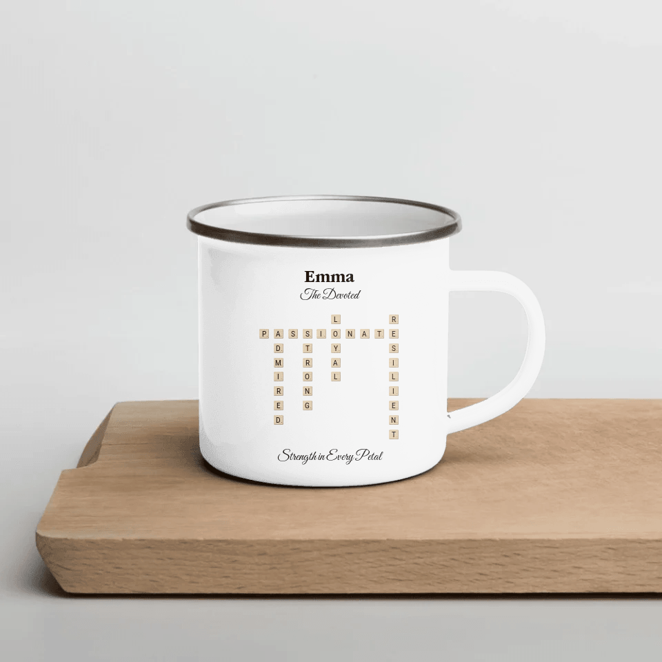 Custom Birth Month Flower Personality Word Tile Mug - ARTFULANE