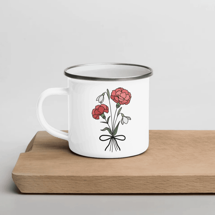 Custom Birth Month Flower Personality Word Tile Mug - ARTFULANE