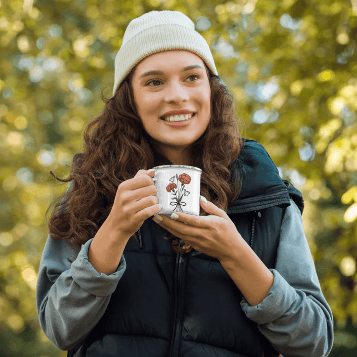 Custom Birth Month Flower Personality Word Tile Mug - ARTFULANE