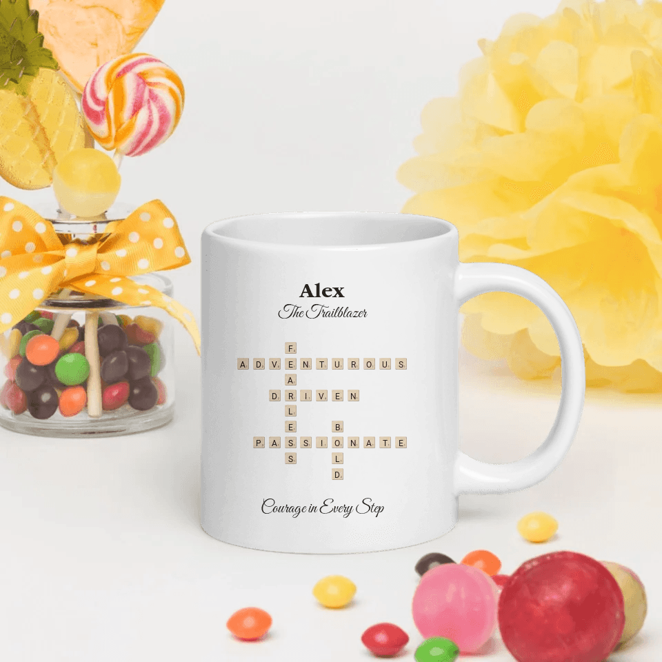 Custom Birth Month Flower Zodiac Word Tile Mug - ARTFULANE